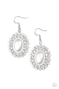 Paparazzi Mega Move Star White Pearl and Rhinestone Earrings