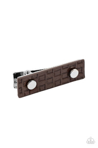 Paparazzi Pleasantly Patterned Brown Leather Hair Clip