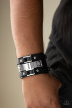 Load image into Gallery viewer, Paparazzi Rural Ranger Wide Black Urban Leather Bracelet
