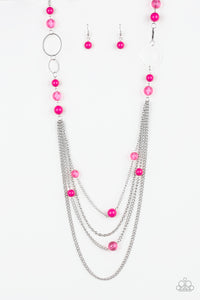 Paparazzi - Bubbly Bright - Long Pink Necklace