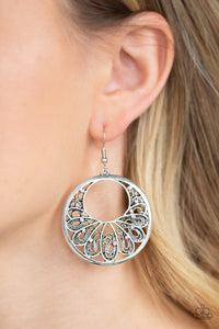 Paparazzi Fancy That Pink Hoop Earrings with Rhinestones