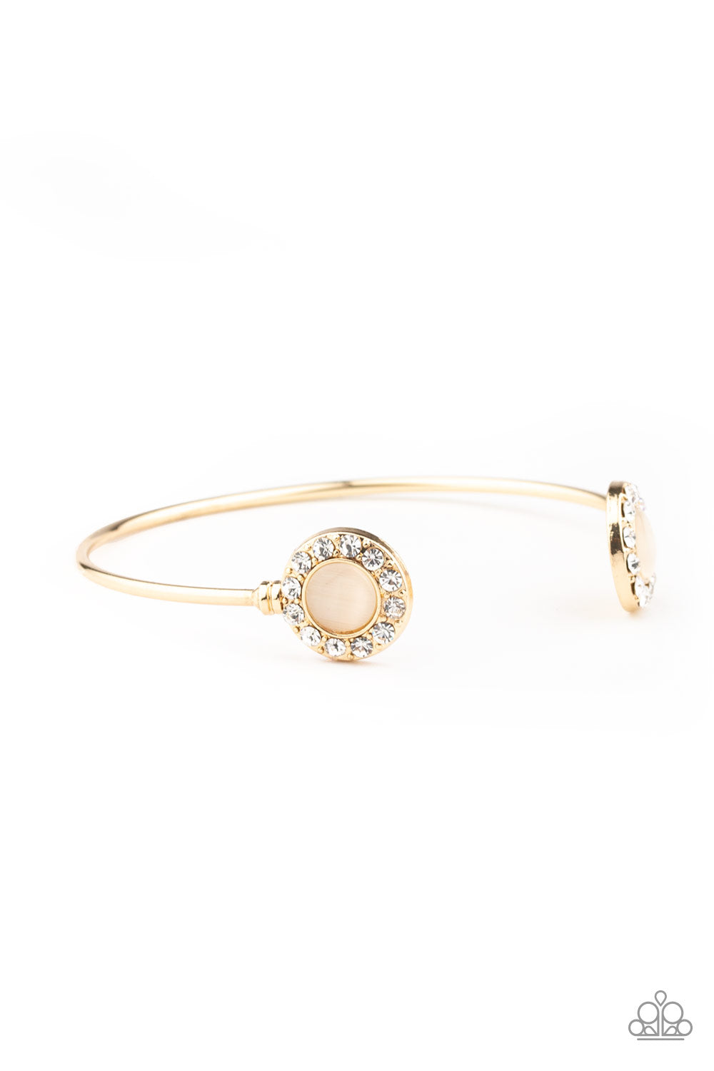 Paparazzi - Instant Illumination -  Gold Cuff Bracelet with Cat's Eye Stones