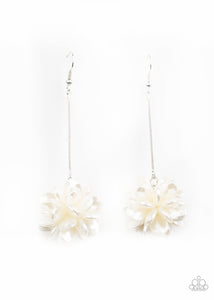 Paparazzi Swing Bing White Earrings - Life of the Party Exclusive January 2021