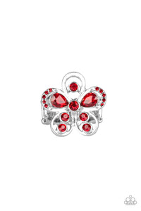 Paparazzi Gardens of Grandeur Red Rhinestone Flower Ring