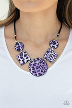 Load image into Gallery viewer, Here Kitty Kitty Purple Cheetah Print Necklace
