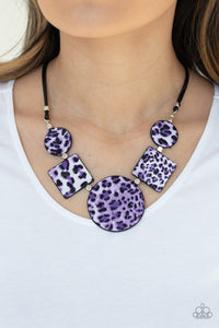 Here Kitty Kitty Purple Cheetah Print Necklace