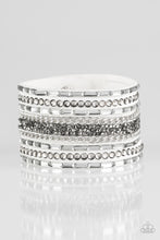 Load image into Gallery viewer, Rhinestone Rumble White Wrap Snap Closure Bracelet
