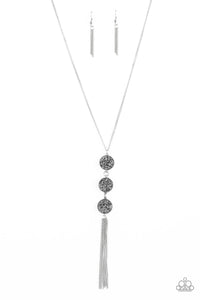 Paparazzi - Triple Shimmer - Long Silver Necklace
