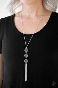 Paparazzi - Triple Shimmer - Long Silver Necklace