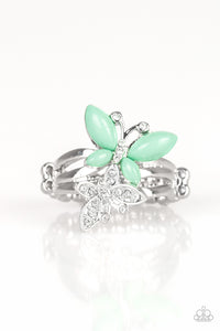 Paparazzi Flutter Flirt Green Ring Butterfly