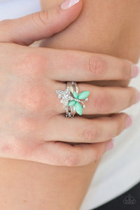 Paparazzi Flutter Flirt Green Ring Butterfly