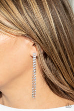 Load image into Gallery viewer, Stellar Starlight White or Black Post Rhinestone Fringe Earrings
