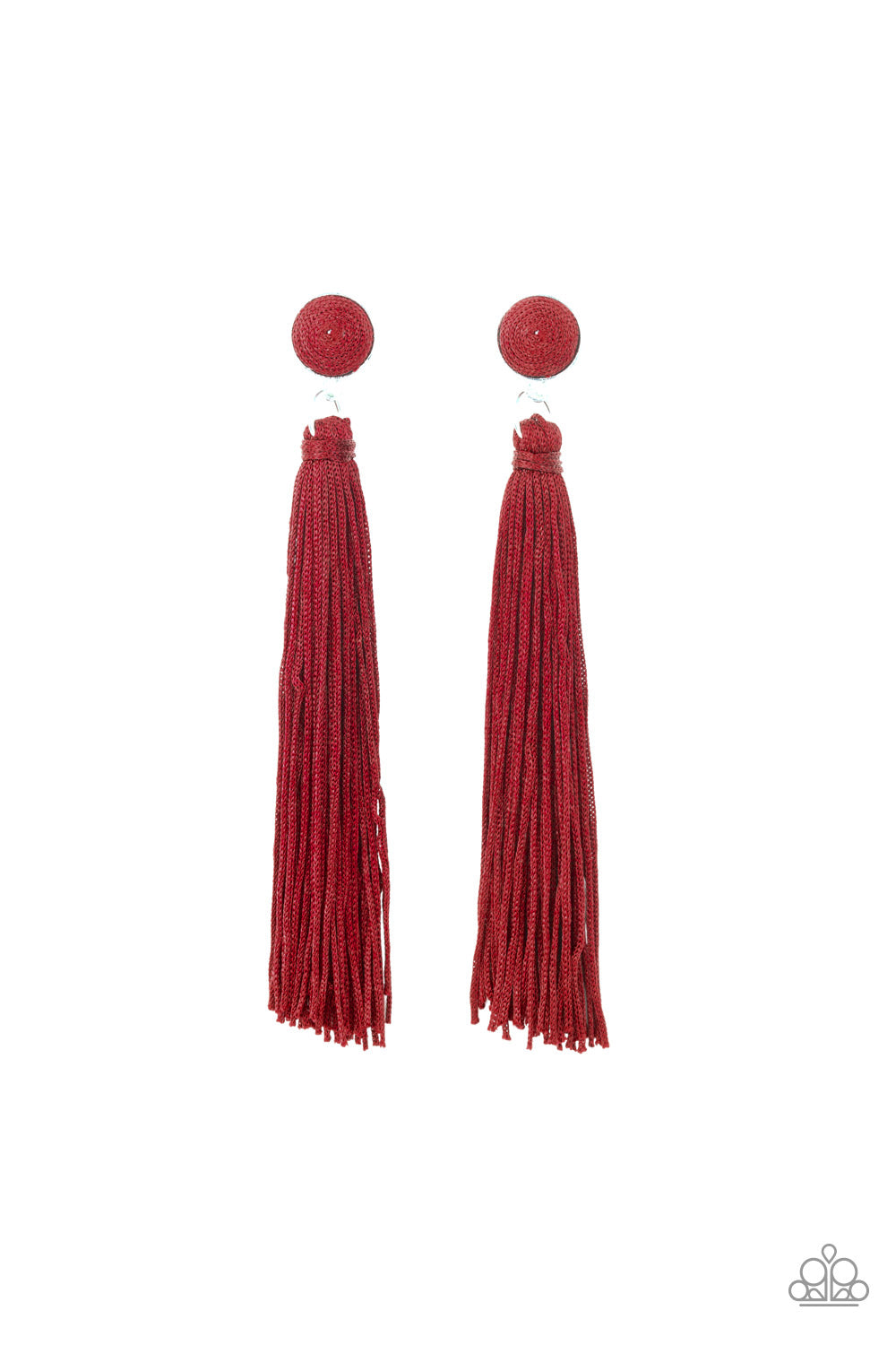 Paparazzi Tightrope Tassel Red Tassel Post Earrings