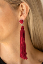 Load image into Gallery viewer, Paparazzi Tightrope Tassel Red Tassel Post Earrings
