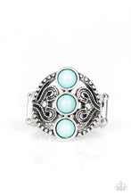 Load image into Gallery viewer, Triple Whamy Blue Ring with a Trio of Blue Beads
