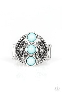 Triple Whamy Blue Ring with a Trio of Blue Beads