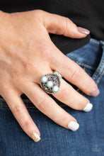 Load image into Gallery viewer, Triple Whamy Blue Ring with a Trio of Blue Beads
