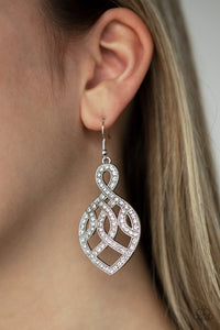 A Grand Statement White Rhinestone Earrings Paparazzi