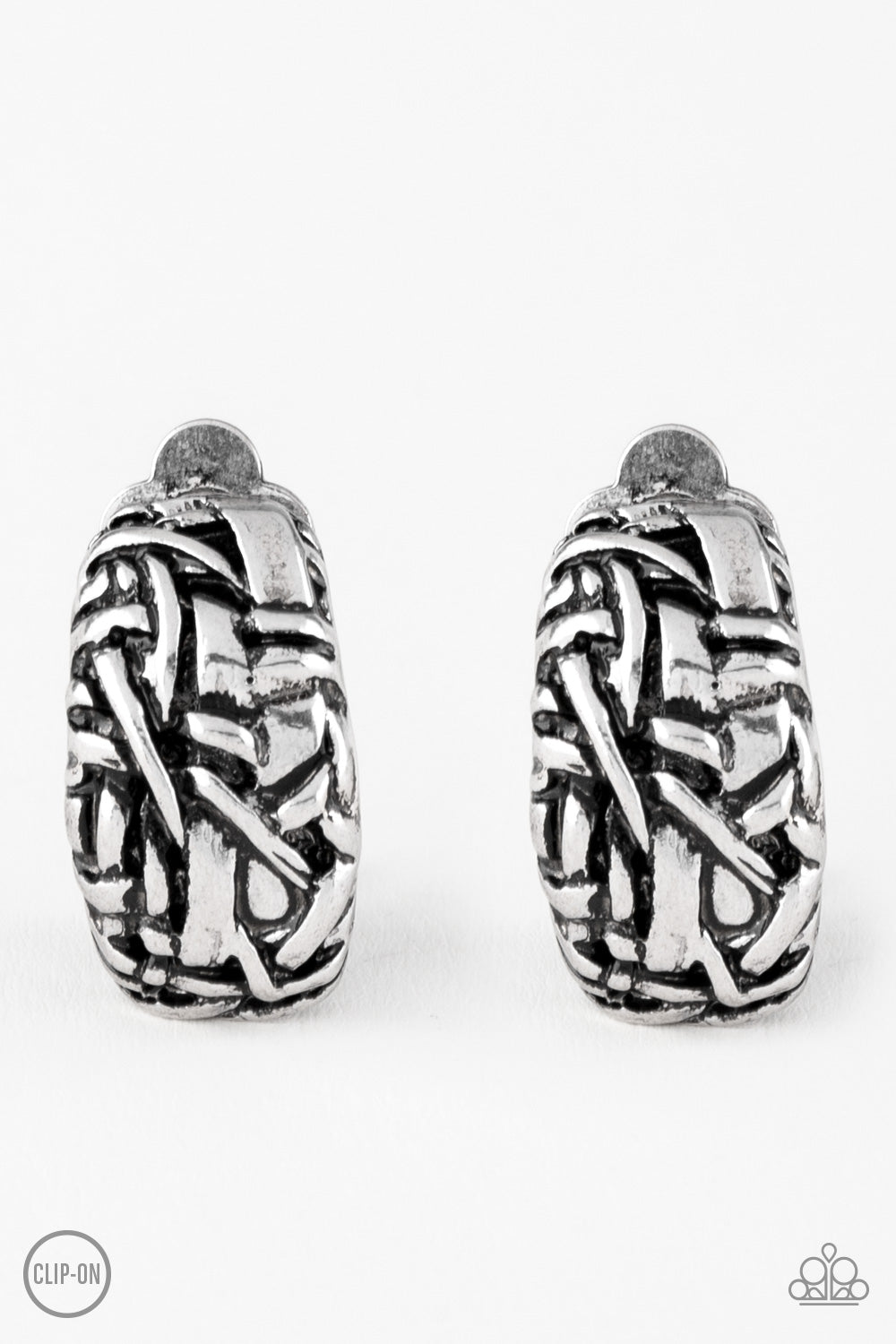 Couture Collision Silver Clip-on Earrings