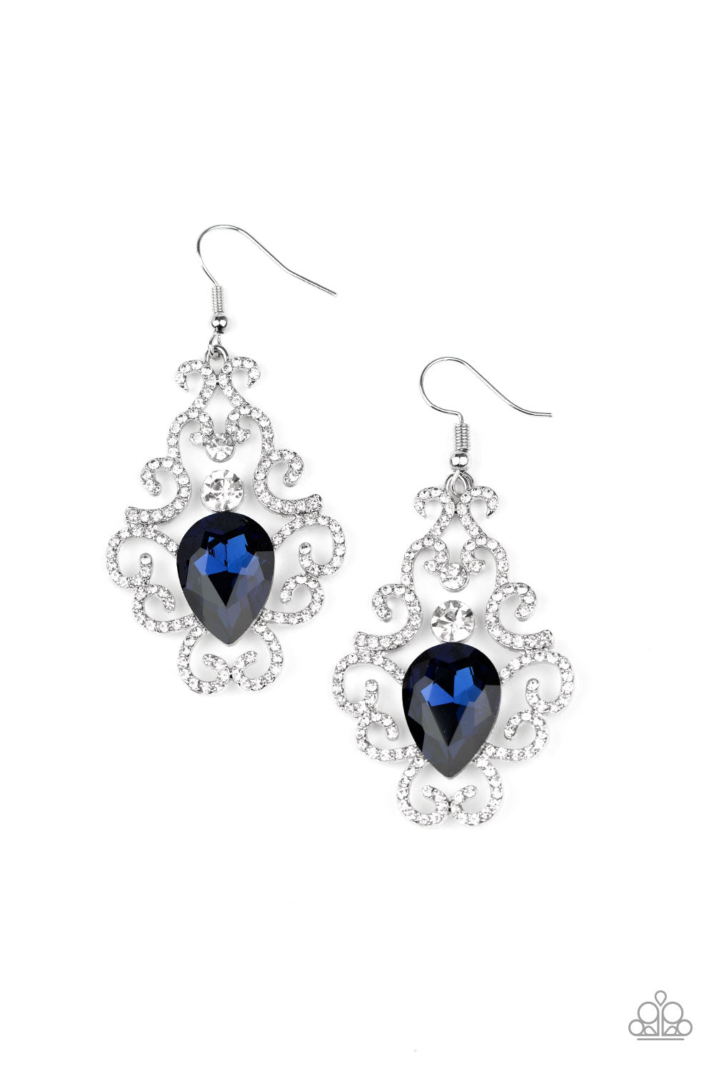 Paparazzi Happily Ever AFTERGLOW Blue Rhinestone Earrings