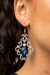 Paparazzi Happily Ever AFTERGLOW Blue Rhinestone Earrings