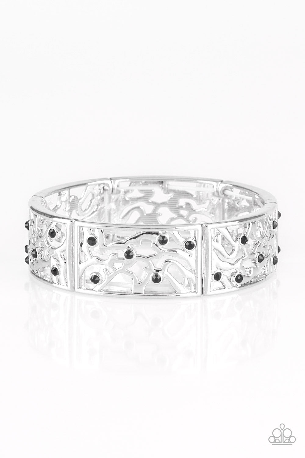 Paparazzi Yours and Vine Stretchy Black Vine-like Filigree Bracelet