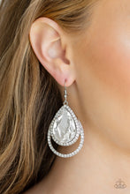 Load image into Gallery viewer, Famous White Rhinestone Post Earrings Paparazzi - Life of the Party Exclusive
