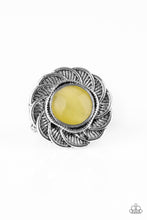 Load image into Gallery viewer, Paparazzi Gardenia Glow Yellow Moonstone Ring with Floral Frame
