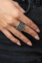 Load image into Gallery viewer, Tropicana Nights Pink Wide Ring with Floral Design and Pink Peacock Rhinestones
