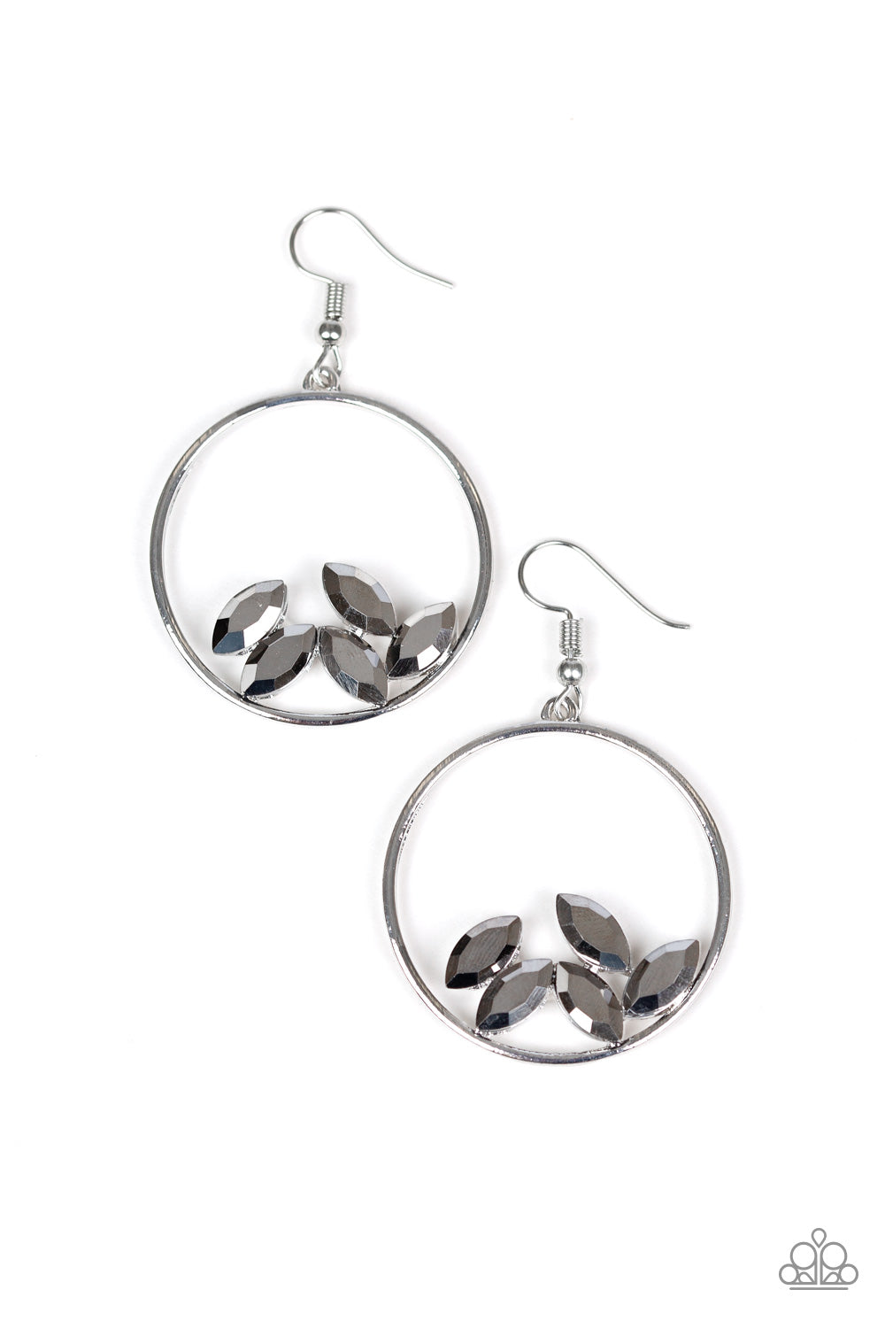 Paparazzi Cue the Confetti Silver and Hematite Hoop Earrings