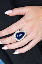 Load image into Gallery viewer, Mojave Mist Navy Blue Ring in a Triangle Shape
