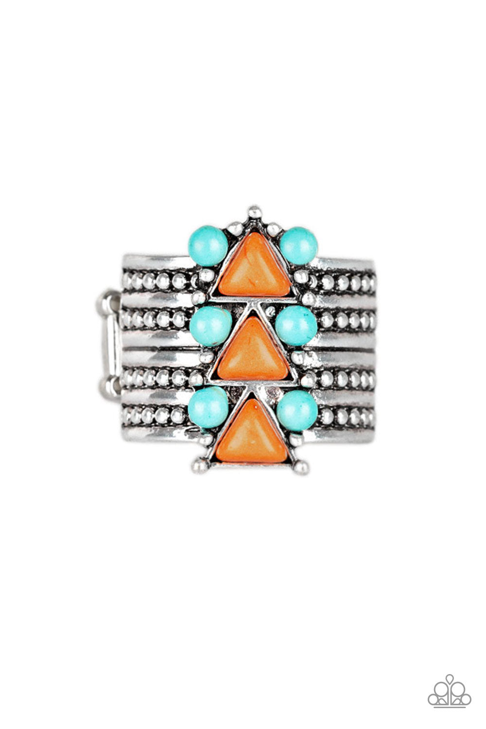 Point Me to Phoenix Orange and Turquoise Ring