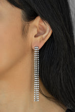 Load image into Gallery viewer, Stellar Starlight White or Black Post Rhinestone Fringe Earrings
