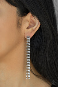 Stellar Starlight White or Black Post Rhinestone Fringe Earrings