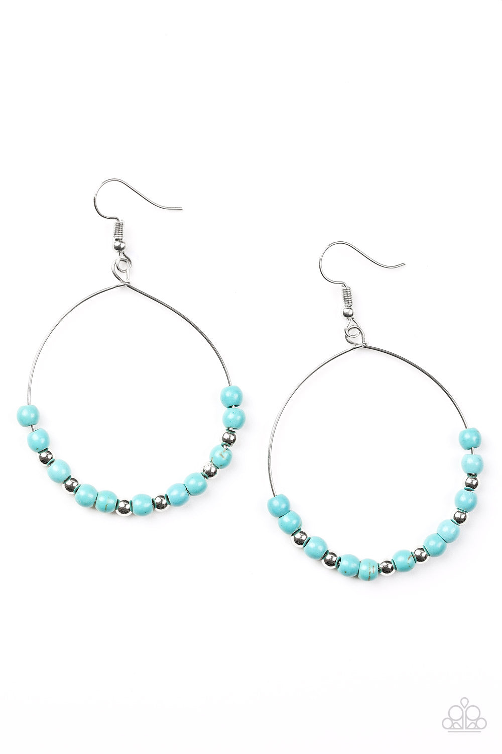 Paparazzi Stone Spa - Turquoise Blue Hoop Earrings
