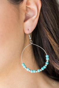 Paparazzi Stone Spa - Turquoise Blue Hoop Earrings