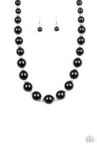 Uptown Heiress Black Bead and Rhinestone Necklace