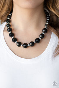 Uptown Heiress Black Bead and Rhinestone Necklace