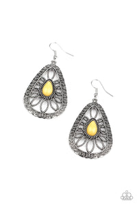 Paparazzi Floral Frill Yellow Earrings