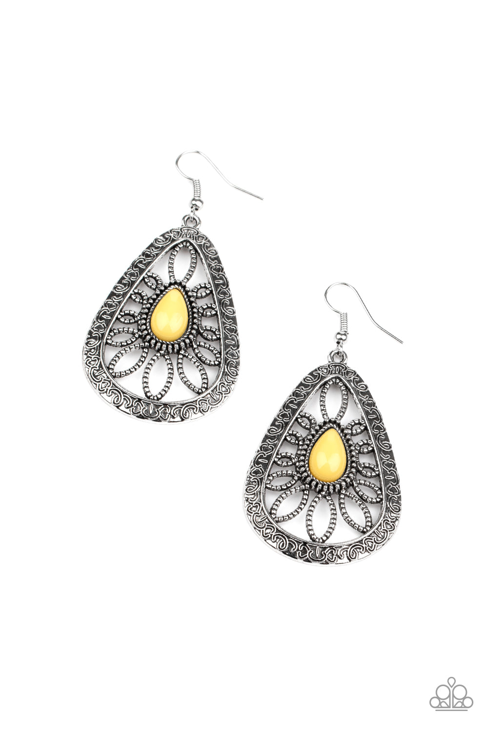 Paparazzi Floral Frill Yellow Earrings