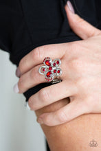 Load image into Gallery viewer, Paparazzi Gardens of Grandeur Red Rhinestone Flower Ring
