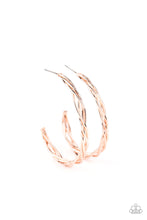 Load image into Gallery viewer, Paparazzi Twisted Tango Rose Gold Twisted Hoop Earrings
