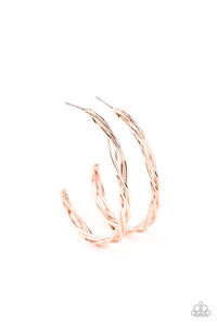 Paparazzi Twisted Tango Rose Gold Twisted Hoop Earrings