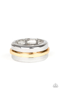 Paparazzi Battle Tank Silver and Gold Men's Ring