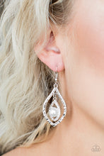 Load image into Gallery viewer, Breaking Glass Ceilings White Earrings Paparazzi
