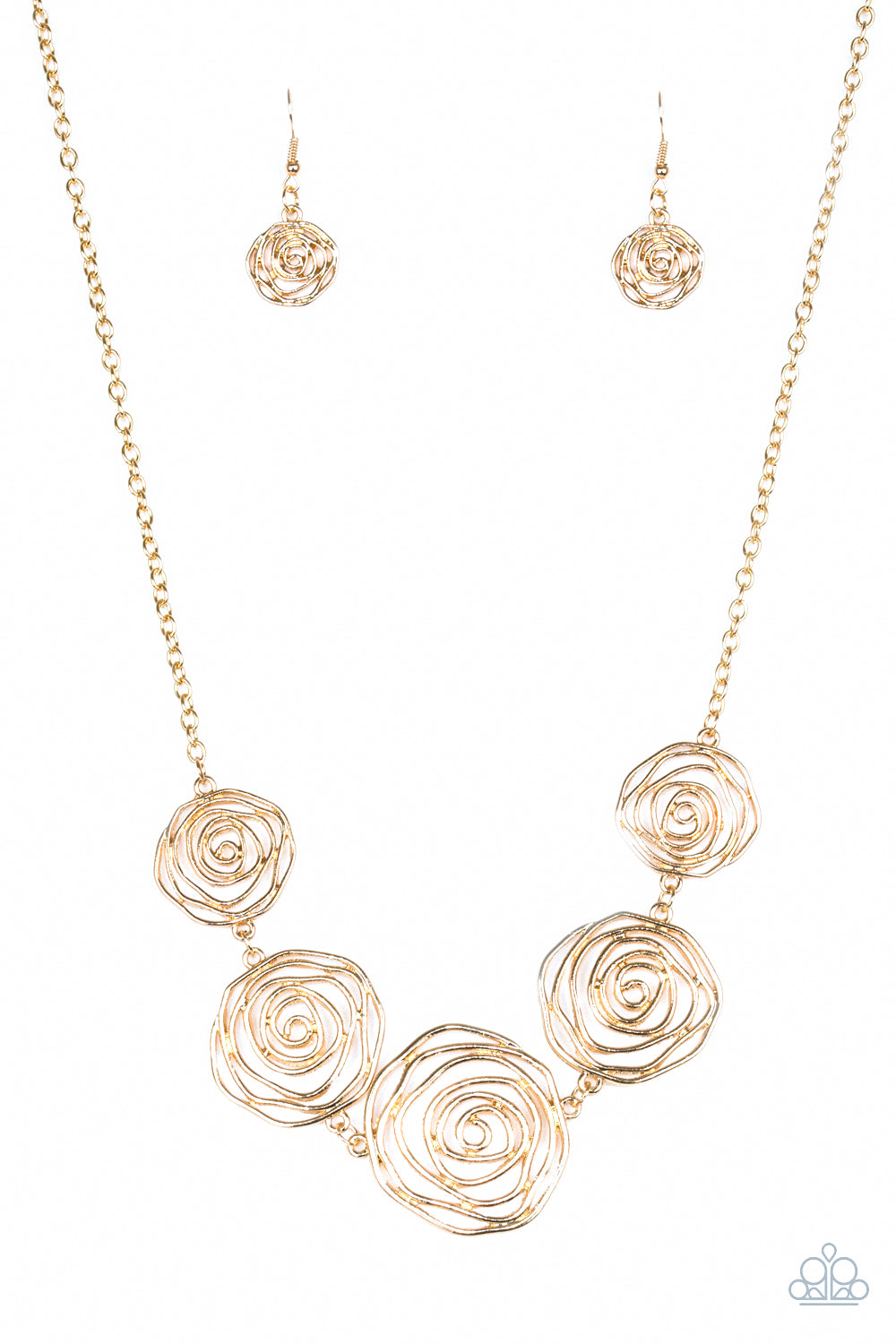 Rosy Rosette Gold Necklace