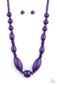 Summer Breezin  Wood Necklace - Pink or Purple