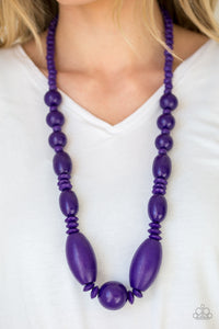 Summer Breezin  Wood Necklace - Pink or Purple