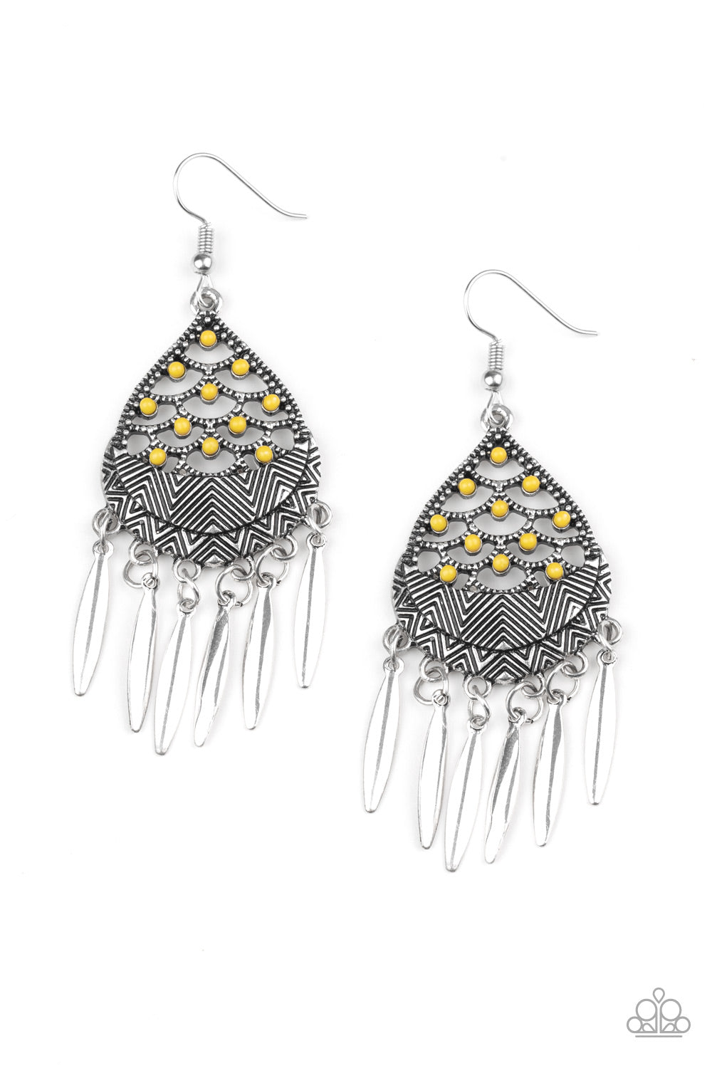 Paparazzi Wolf Den Yellow Earrings