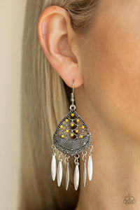 Paparazzi Wolf Den Yellow Earrings